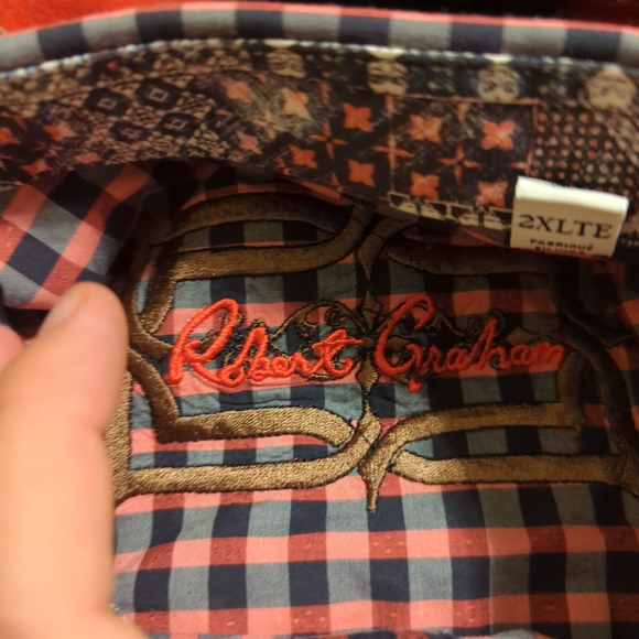 Robert Graham Classic Fit Multicolor Plaid Button Down Shirt Flip Cuff Mens 2XLT - Picture 6 of 7
